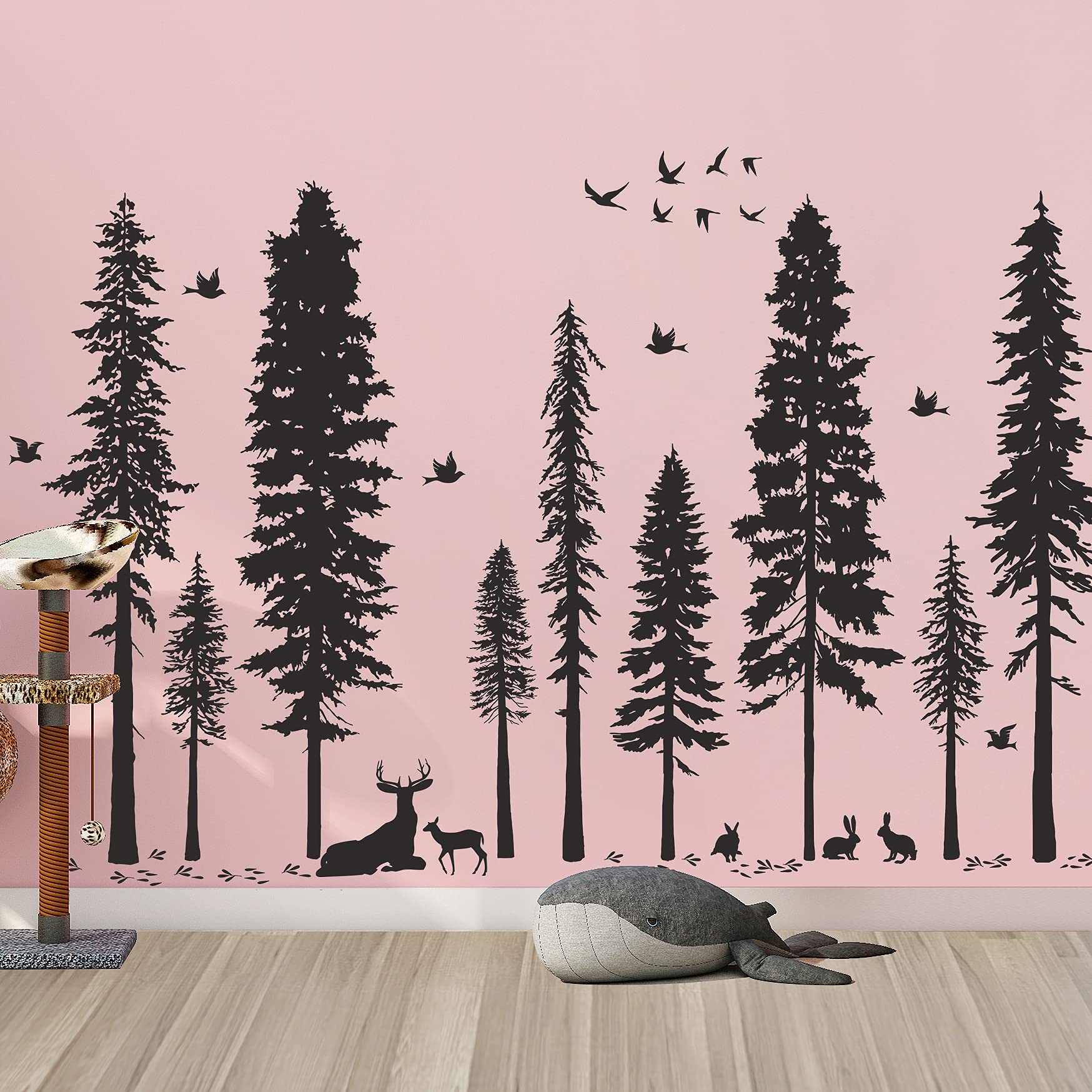 Buiory forest scene wall decal with various elements for a layered nature look.
