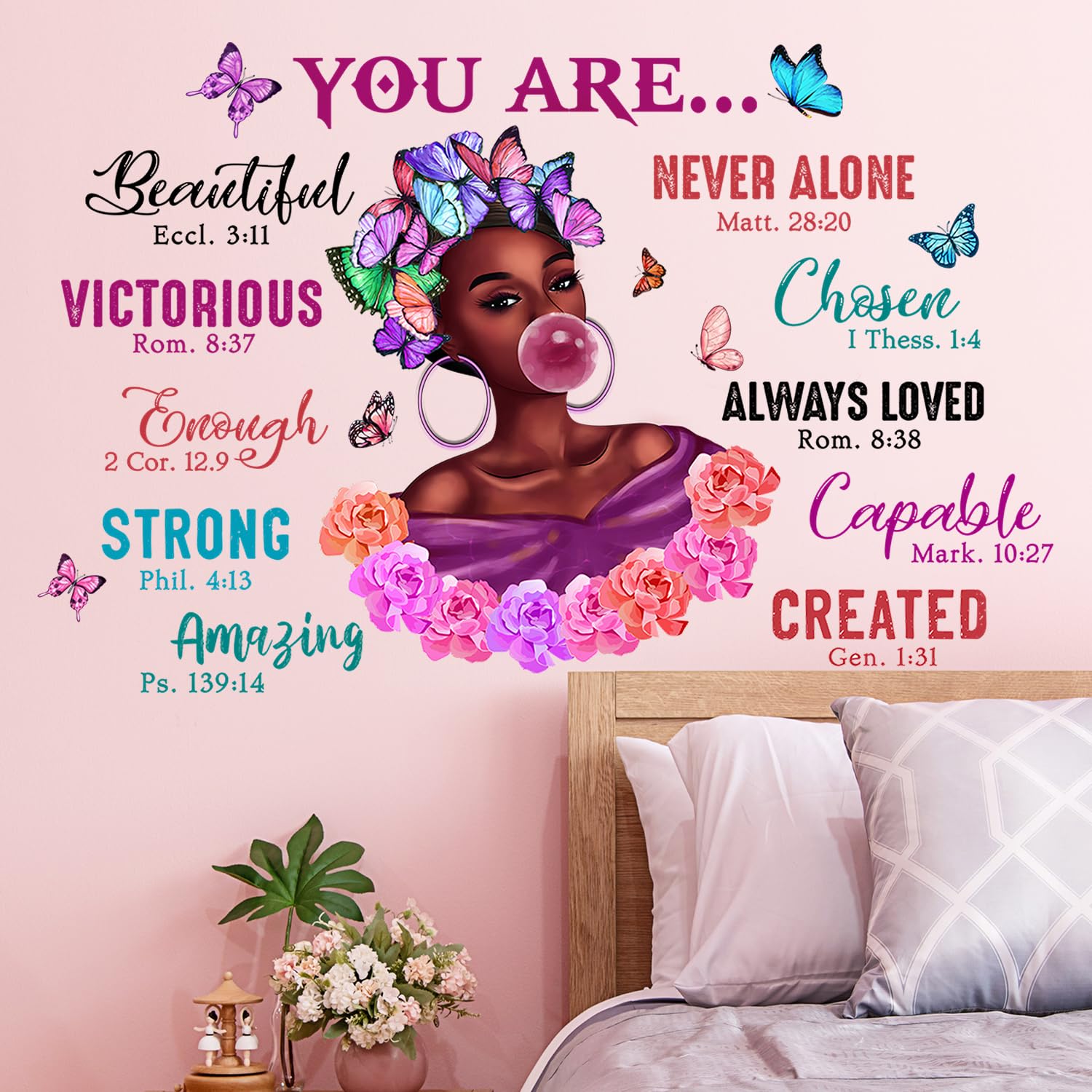 Buiory inspirational quote wall art for bedrooms, easy application and removal.