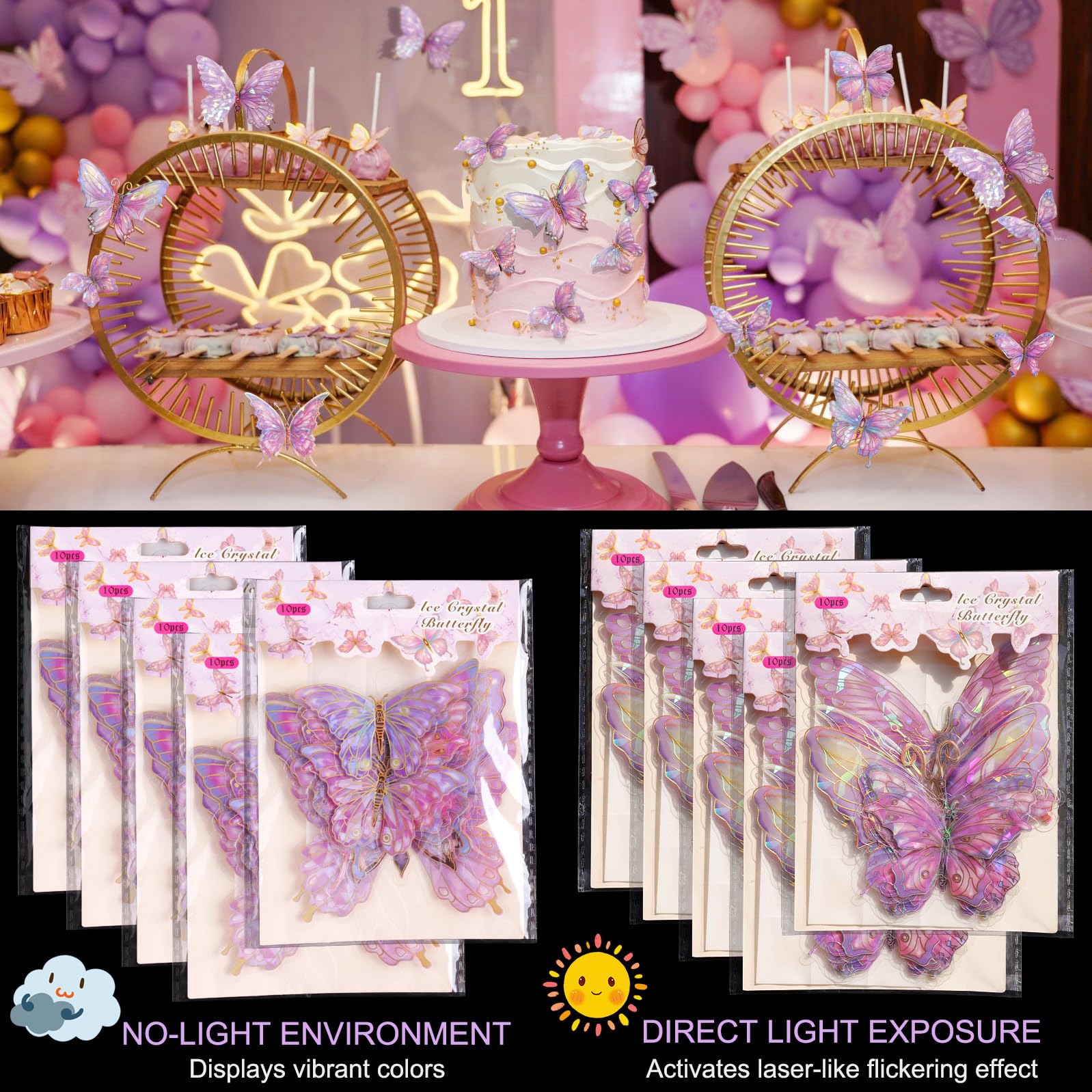 Buiory removable PVC butterfly stickers ideal for temporary wall art.