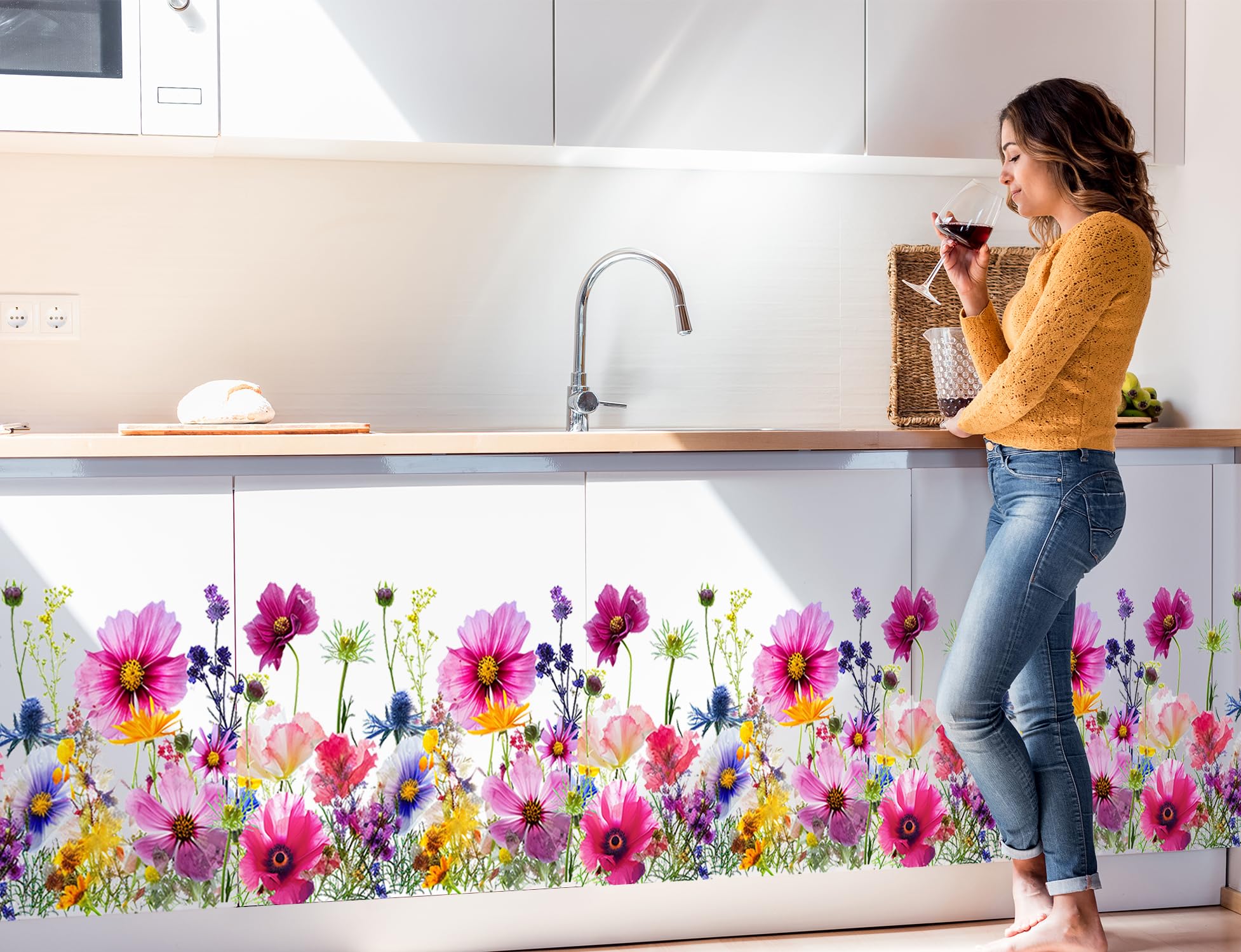 Buiory skirting line wall decals accentuate edges with colorful detail.