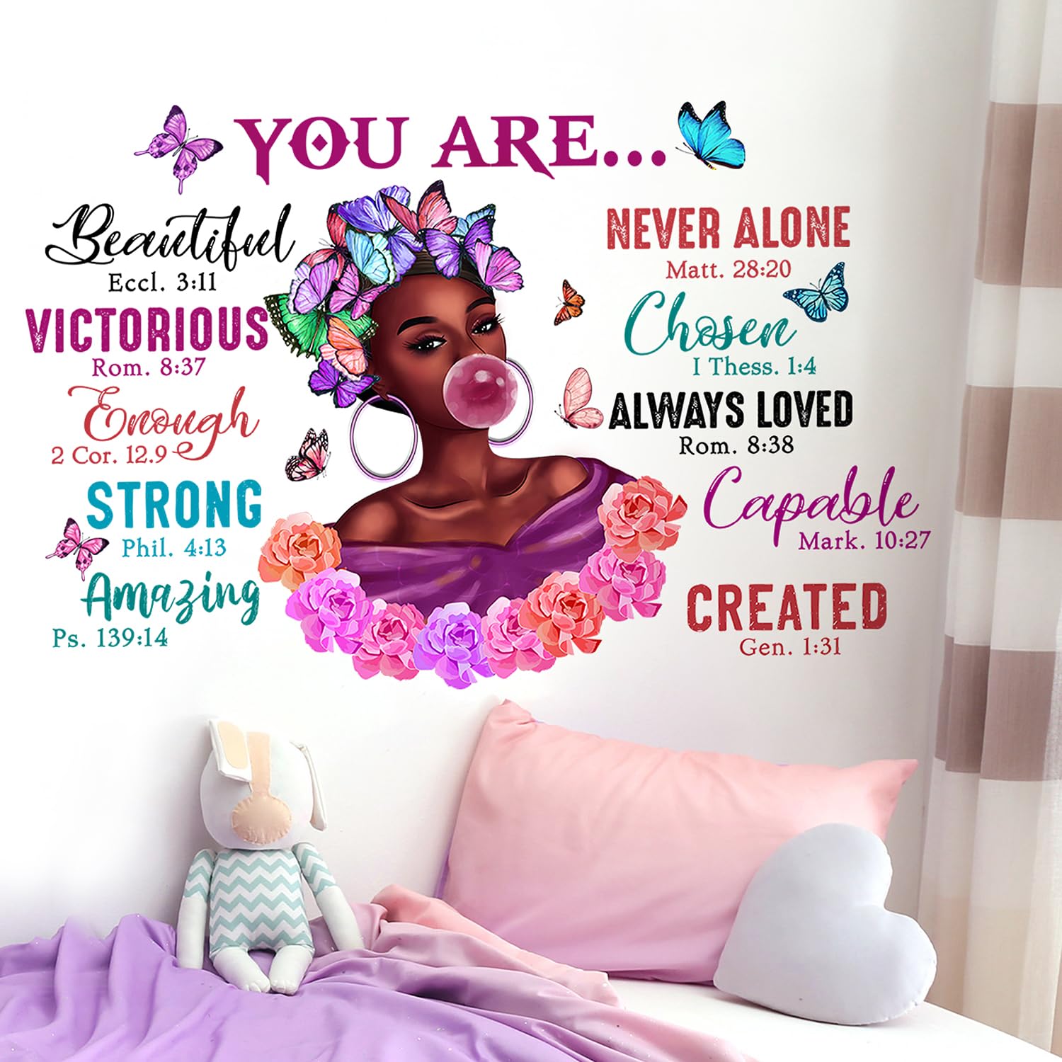 Buiory two-sheet kids room decor, versatile peel-and-stick wall art.