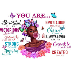 Buiory You Are Beautiful wall decal set, two sheets, easy peel-and-stick for kids' rooms.