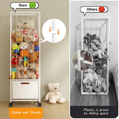 Bukfen 360-degree wheels enable smooth relocation of the stuffed animal collection.