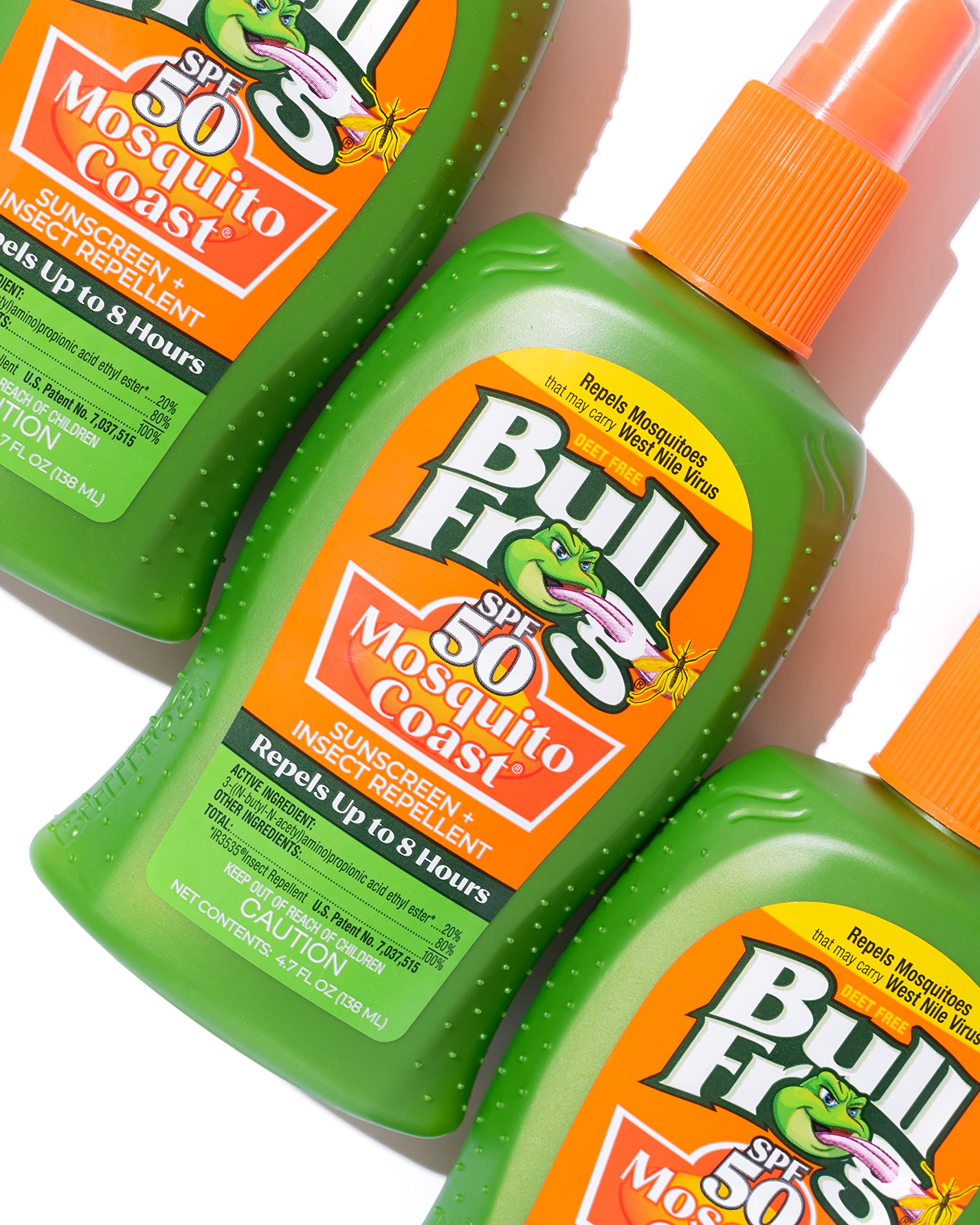 Bullfrog Mosquito Coast label highlights SPF 50 and all-day repellence.