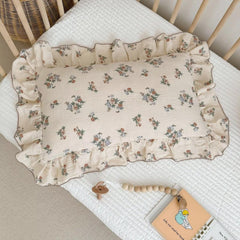 BuLuTu blue floral muslin pillowcase 20x14 on toddler bed offers soft, breathable comfort.