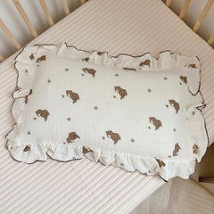 BuLuTu cartoon bear muslin pillowcase 20x26 for cozy kids' bed