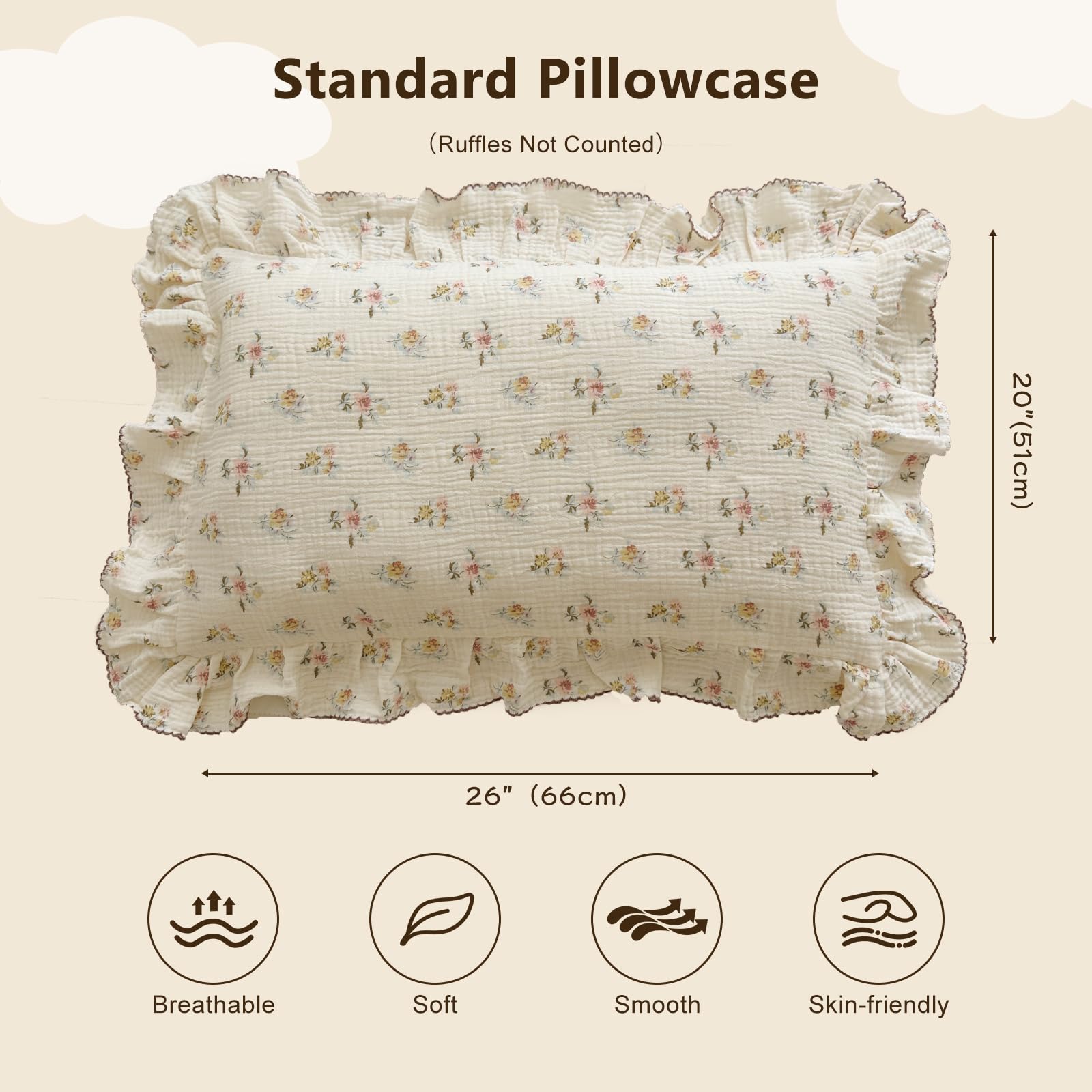 BuLuTu daisy begonia pattern pillowcase adds playful charm to kids' rooms.