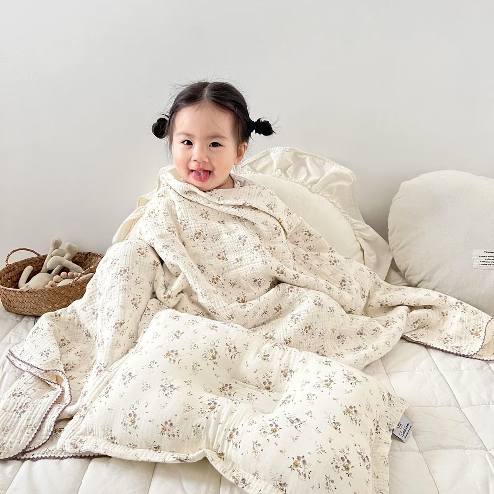 BuLuTu muslin blanket 47x51 inches for ample space and multi-use comfort.