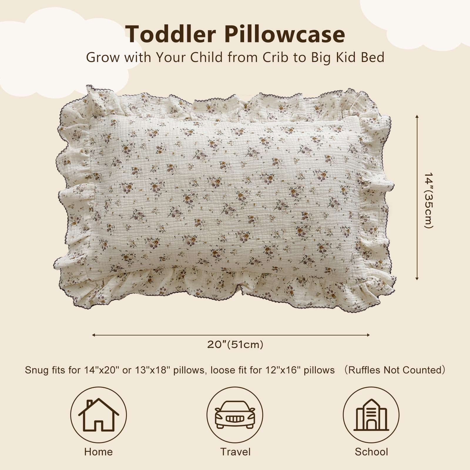 BuLuTu 4-layer muslin cotton pillowcase offers soft, breathable comfort