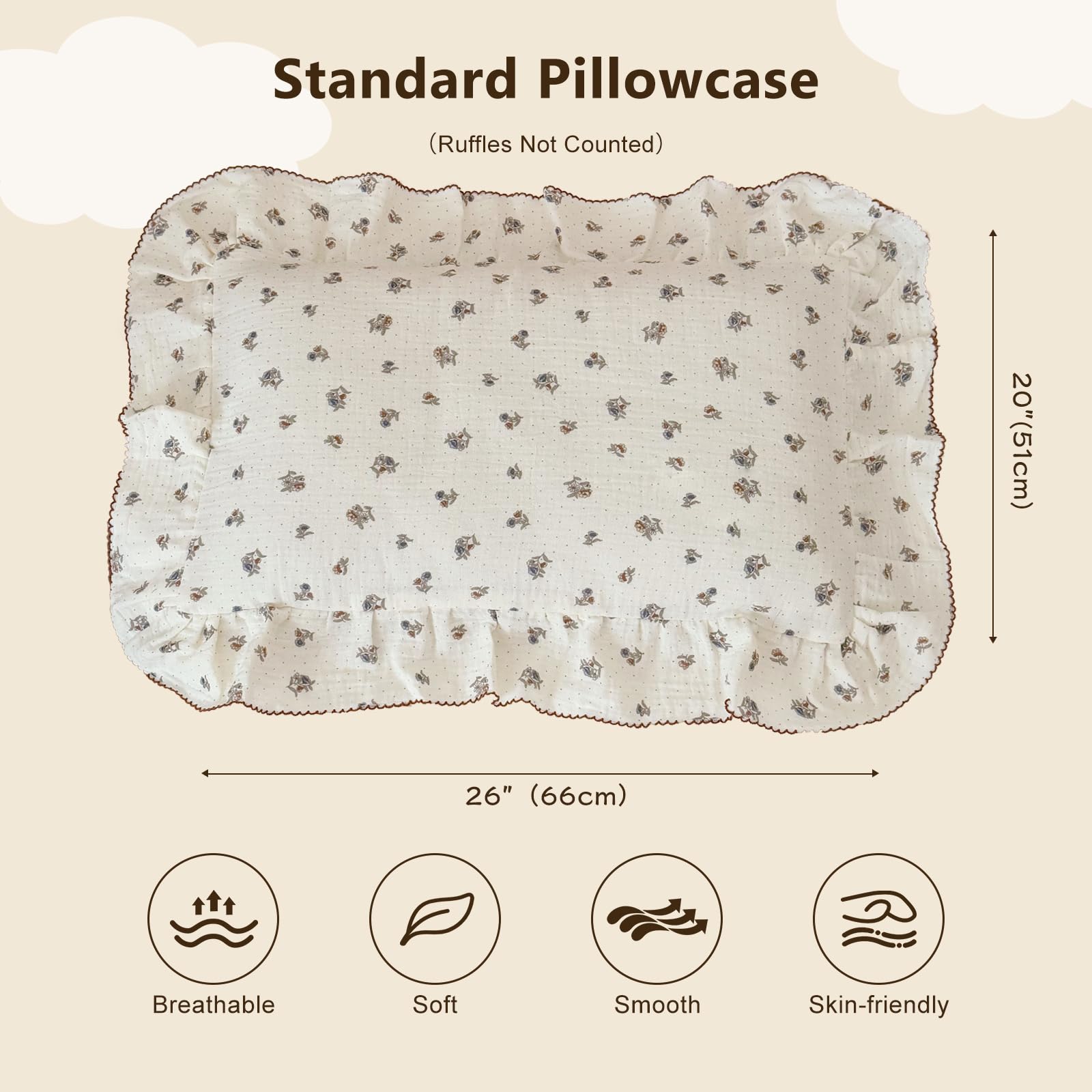 BuLuTu muslin pillow cover on nursery decor setup with pansy-dots for cute style.
