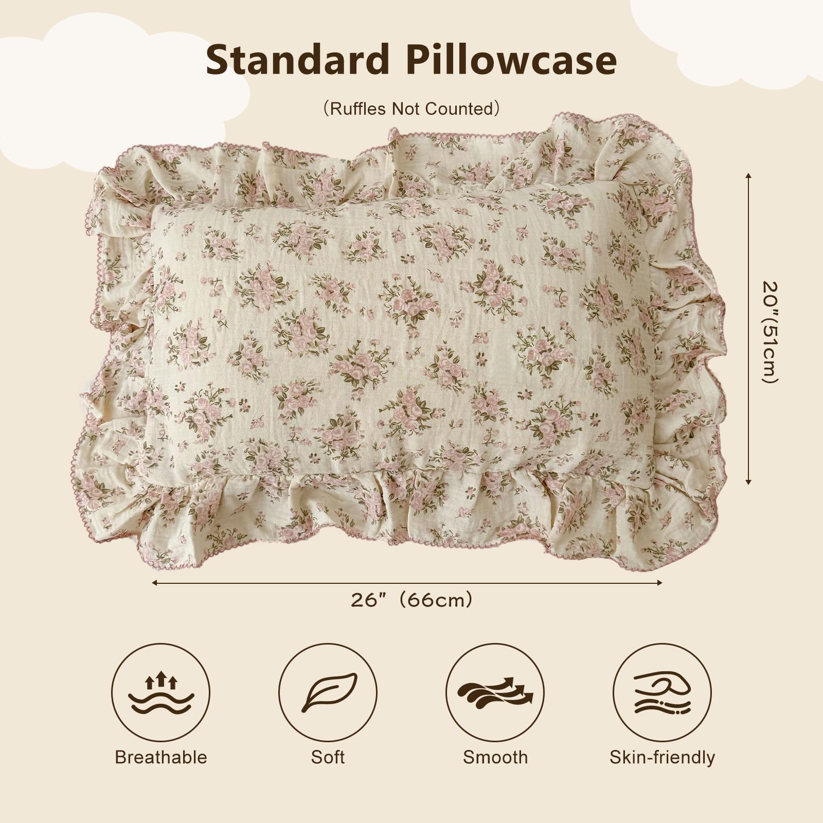 BuLuTu envelope-closure pillowcase shown in pink floral print for easy changes.