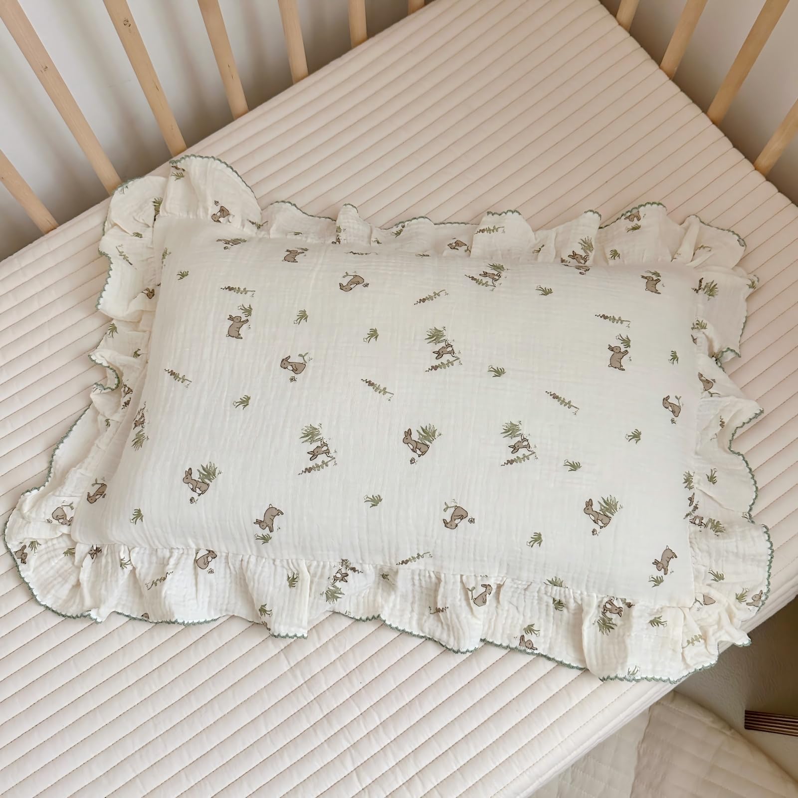 BuLuTu pillowcase with rabbit grey bunny pattern for soft bedtime comfort