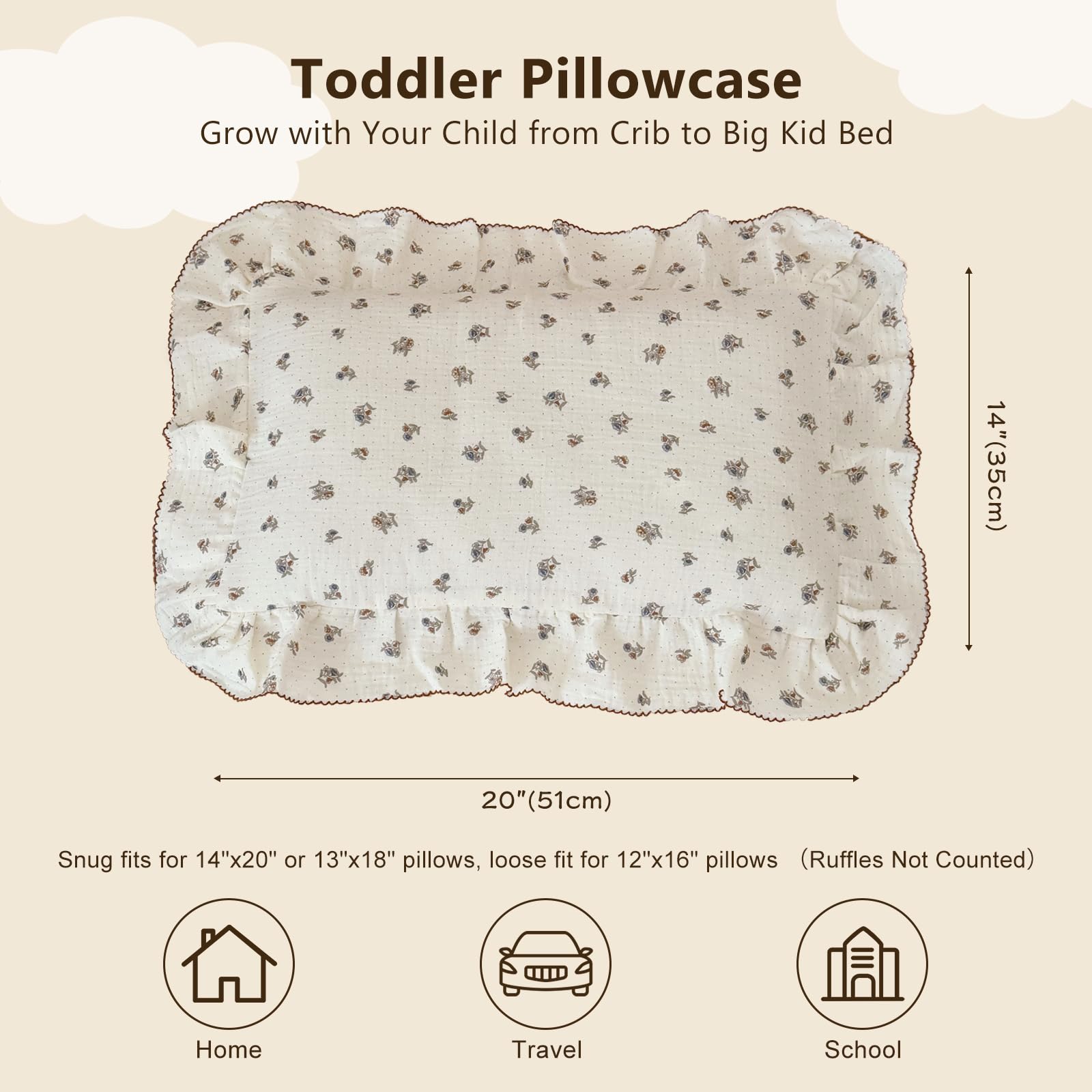 BuLuTu pansy floral dot pillowcase adds charming nursery decor and comfort.