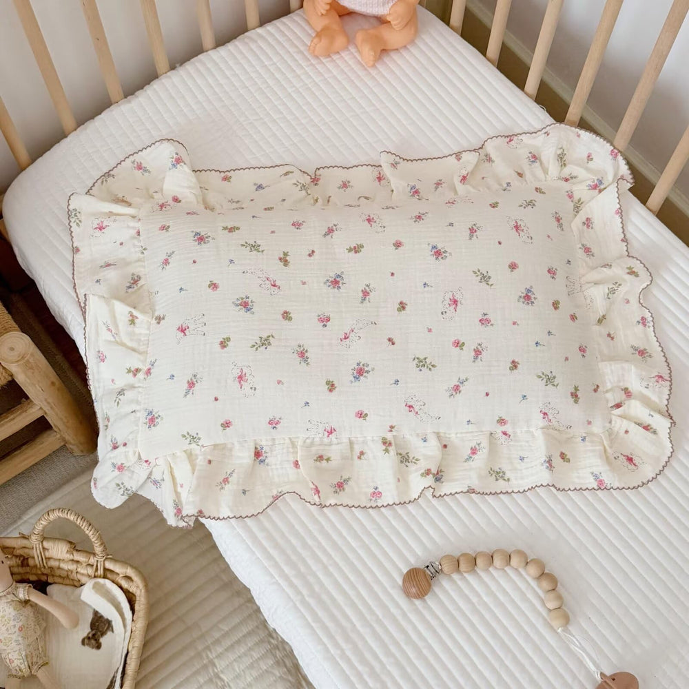 BuLuTu pillowcase with 2 layers muslin cotton, breathable and gentle on skin.