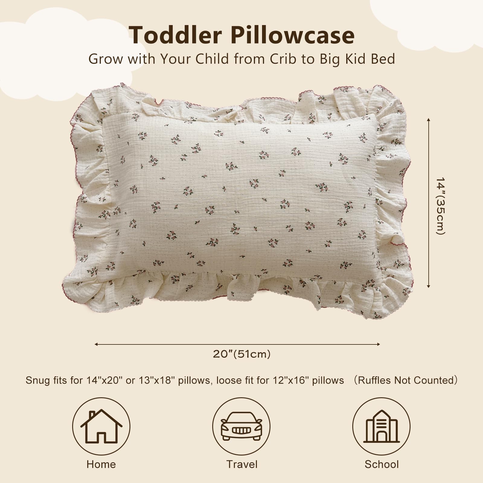 BuLuTu primrose pattern close-up highlighting soft muslin fabric and kid-friendly design