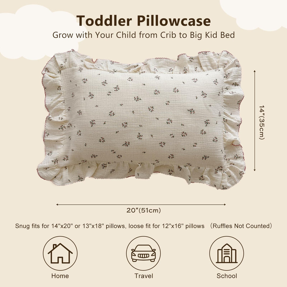 BuLuTu primrose pattern close-up highlighting soft muslin fabric and kid-friendly design