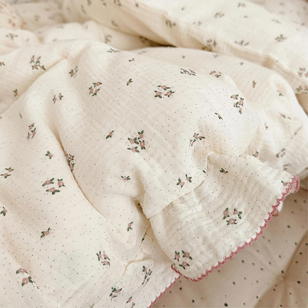 Primrose pattern brightens the nursery decor for baby rooms.
