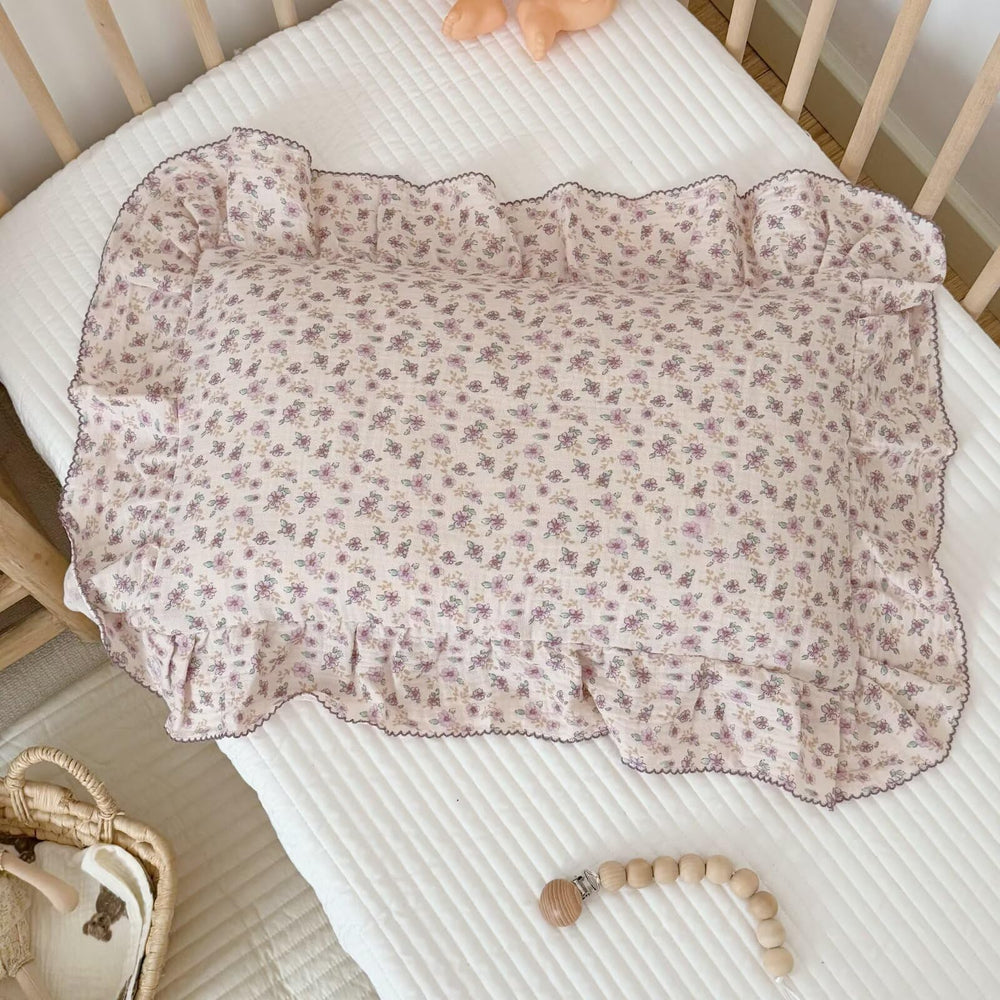 BuLuTu purple flower print kids pillow case 20x26 with soft muslin for comfy nights