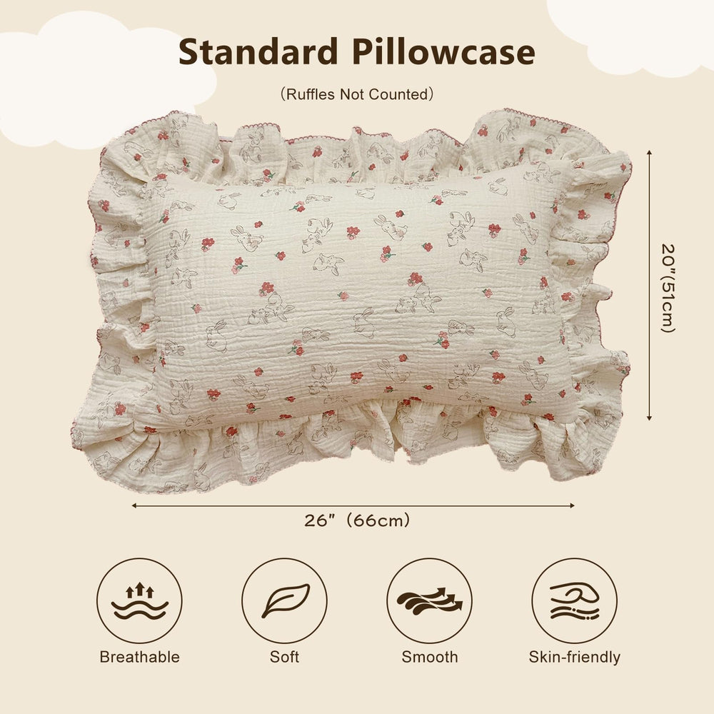 BuLuTu rabbit floral toddler pillowcase soft texture supports comfy sleep.