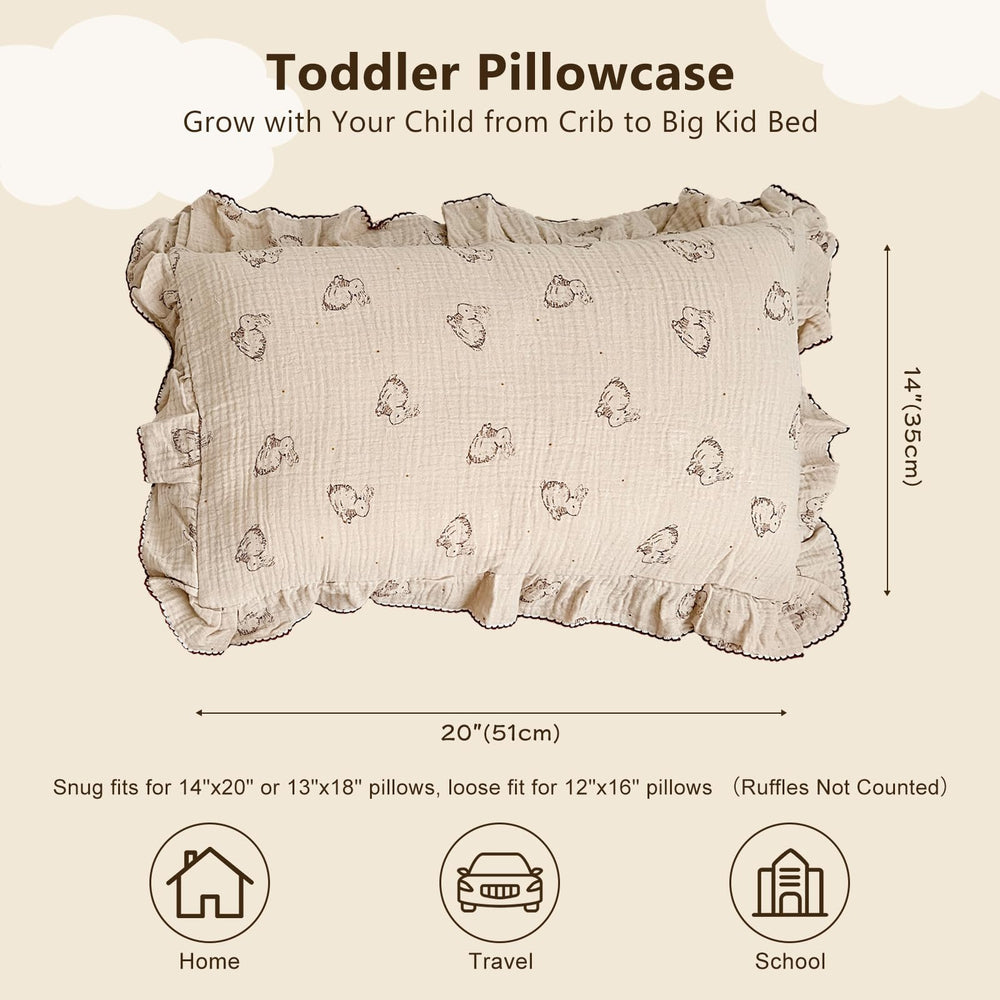 BuLuTu rabbit pattern pillowcase adds playful charm for kids' nursery.
