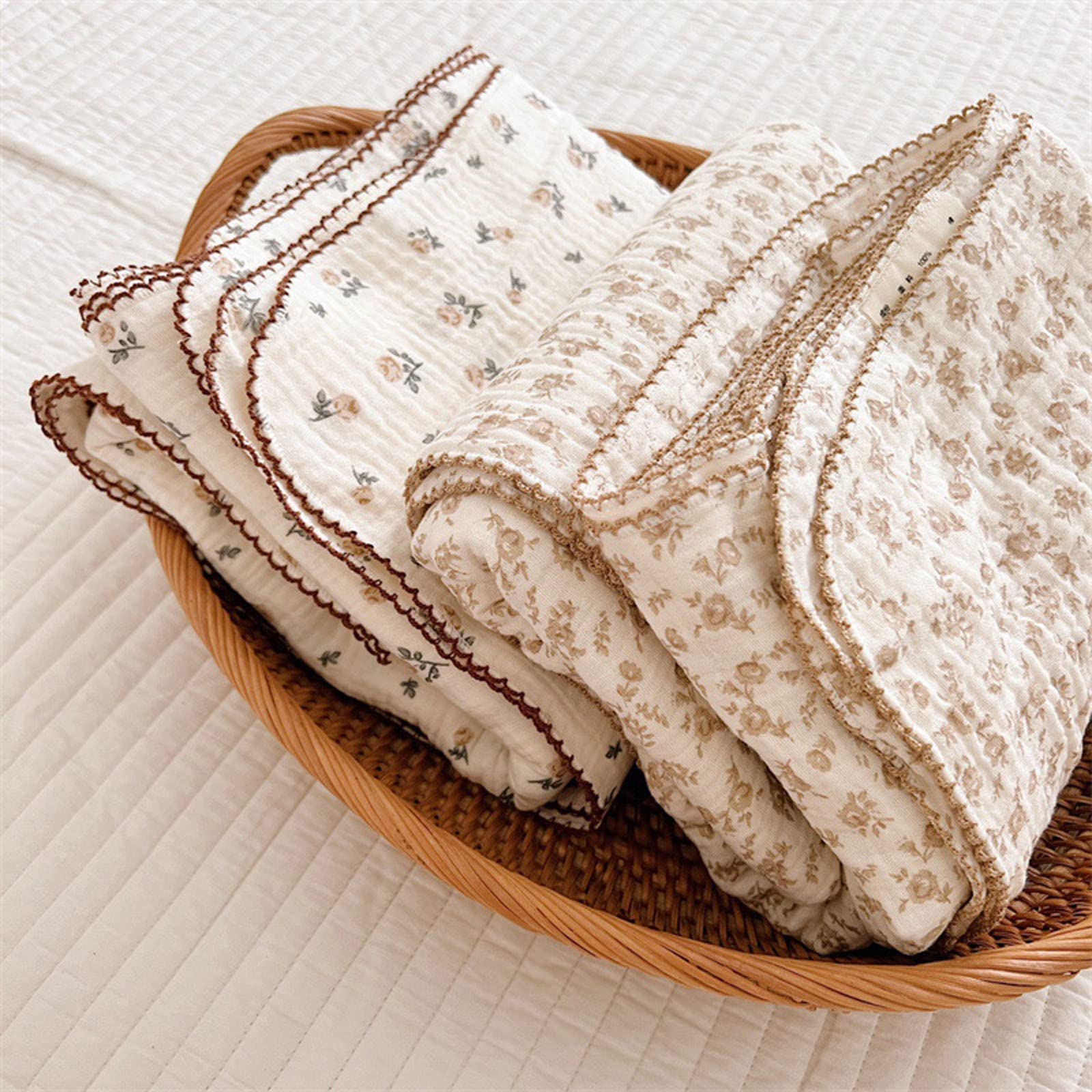 BuLuTu floral muslin blanket packaged beautifully for baby gifts