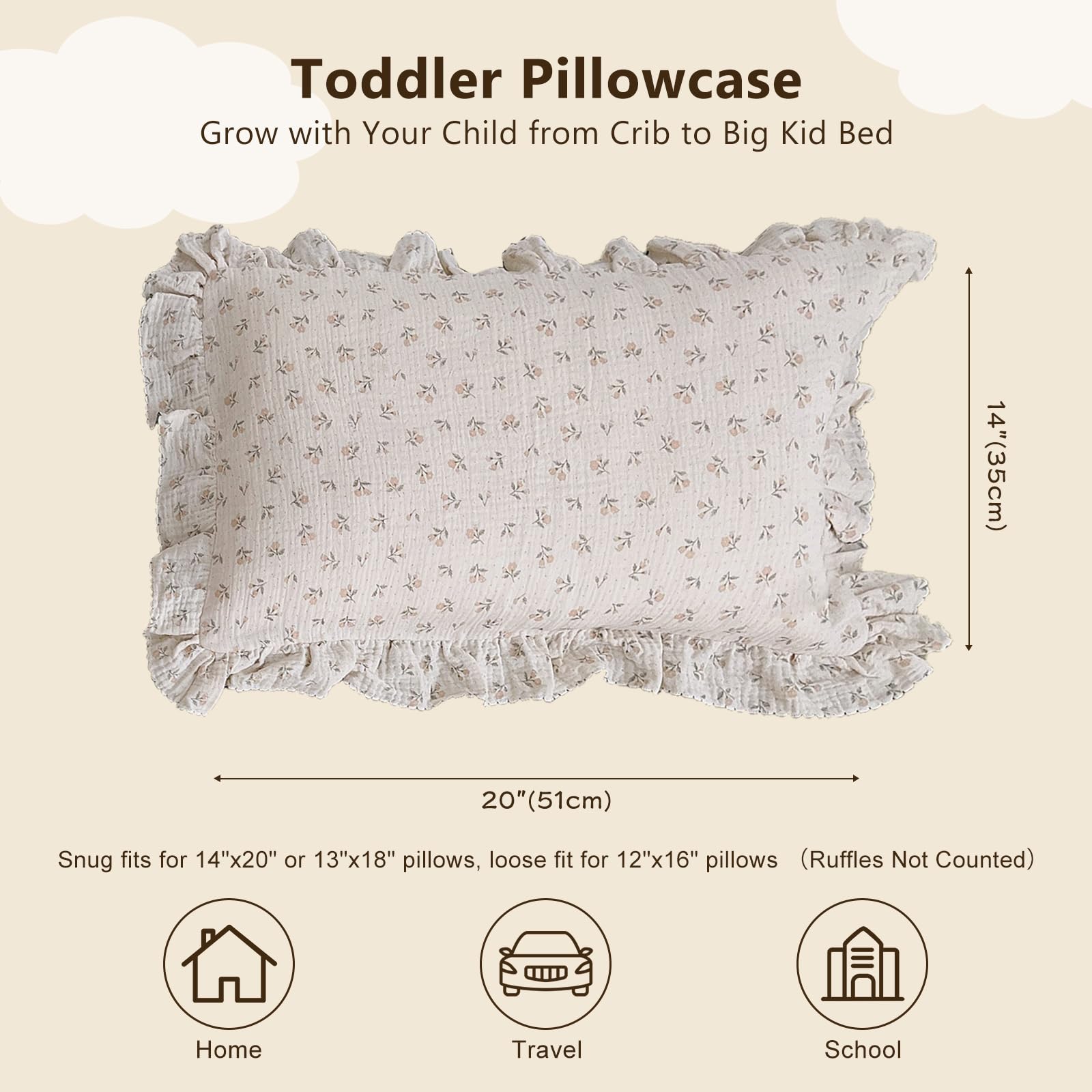 BuLuTu pillowcase with ruffle edge adds stylish cozy touch to nursery.