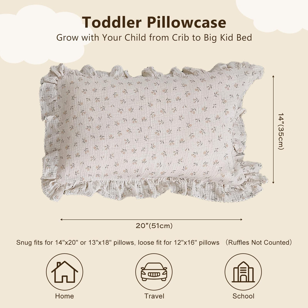 BuLuTu pillowcase with ruffle edge adds stylish cozy touch to nursery.