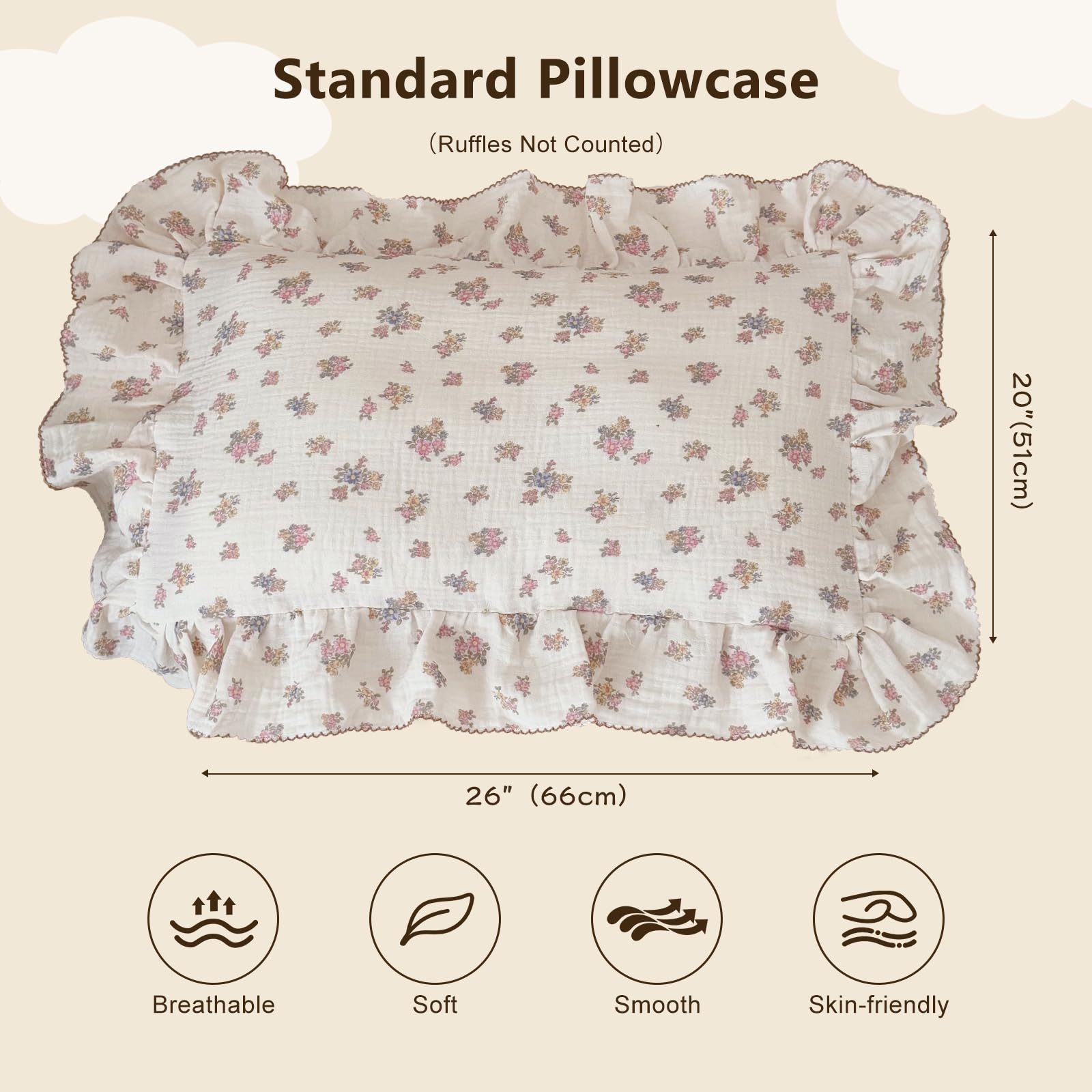 BuLuTu pillow cover closeup highlights ruffled edge for playful nursery decor.
