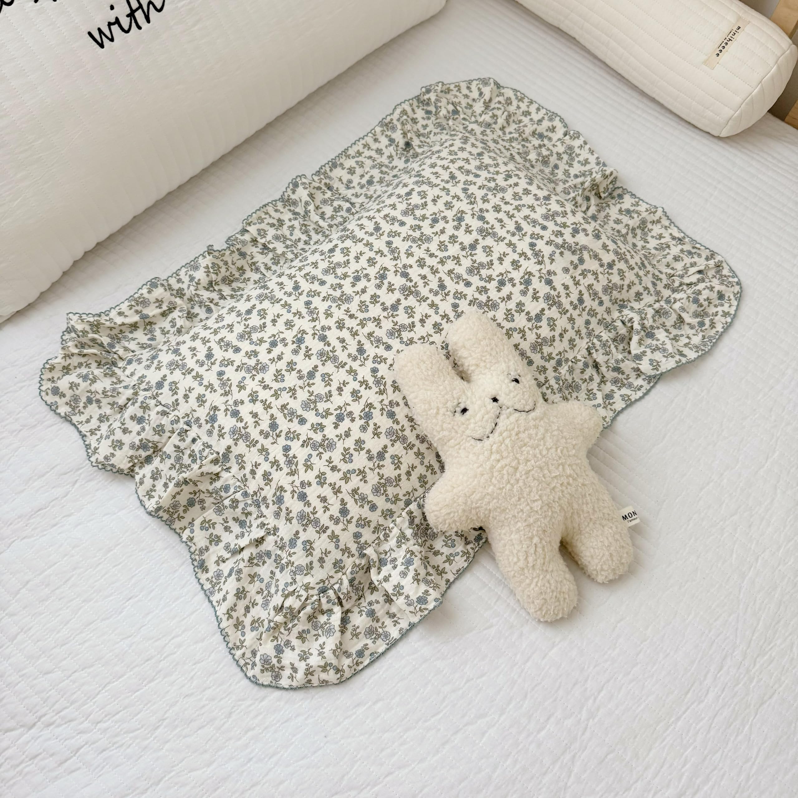 BuLuTu soft cotton kids pillowcase features blue floral print and envelope closure for secure fit.