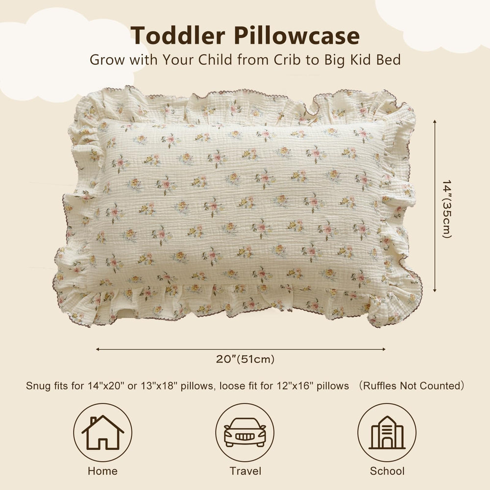 BuLuTu soft muslin pillowcase with animal prints for crib decor