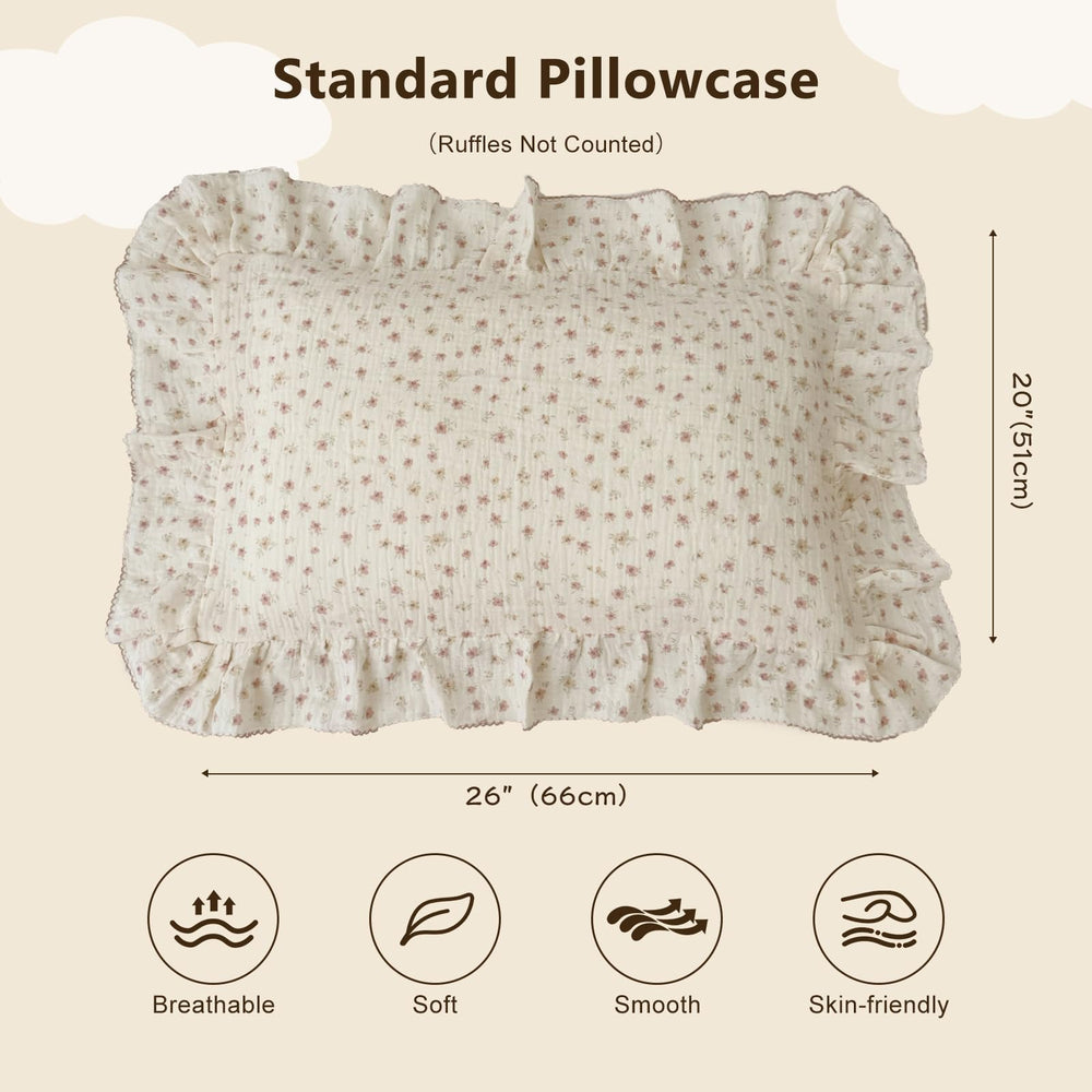 BuLuTu toddler pillowcase 20x14 crib size in breathable muslin fabric