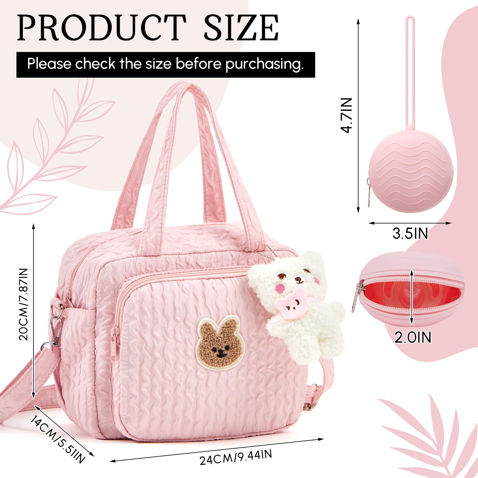 Bulyoou diaper bag tote pink interior showing multi-pocket organization for baby items