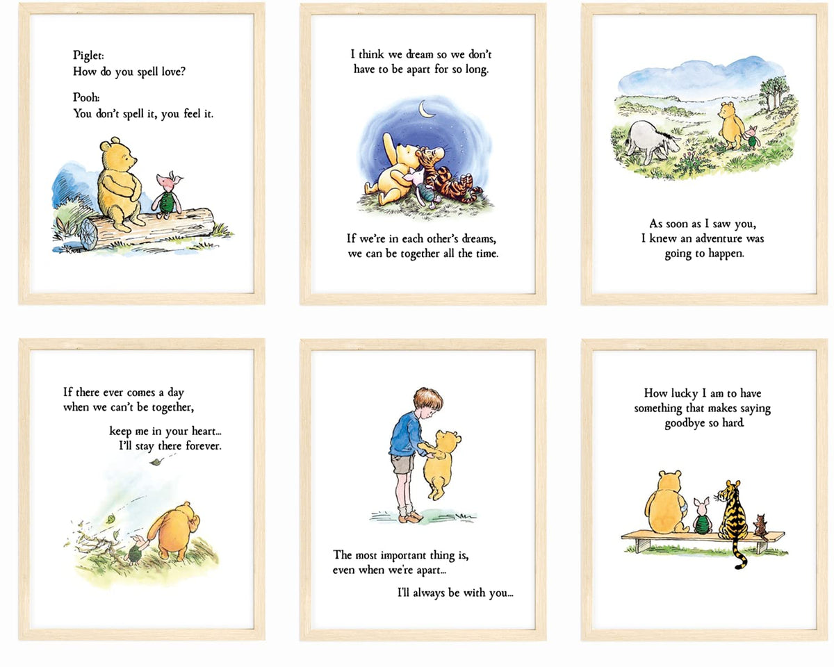 Bumbleboo Winnie the Pooh prints collection in 8x10 unframed format for nursery decor.