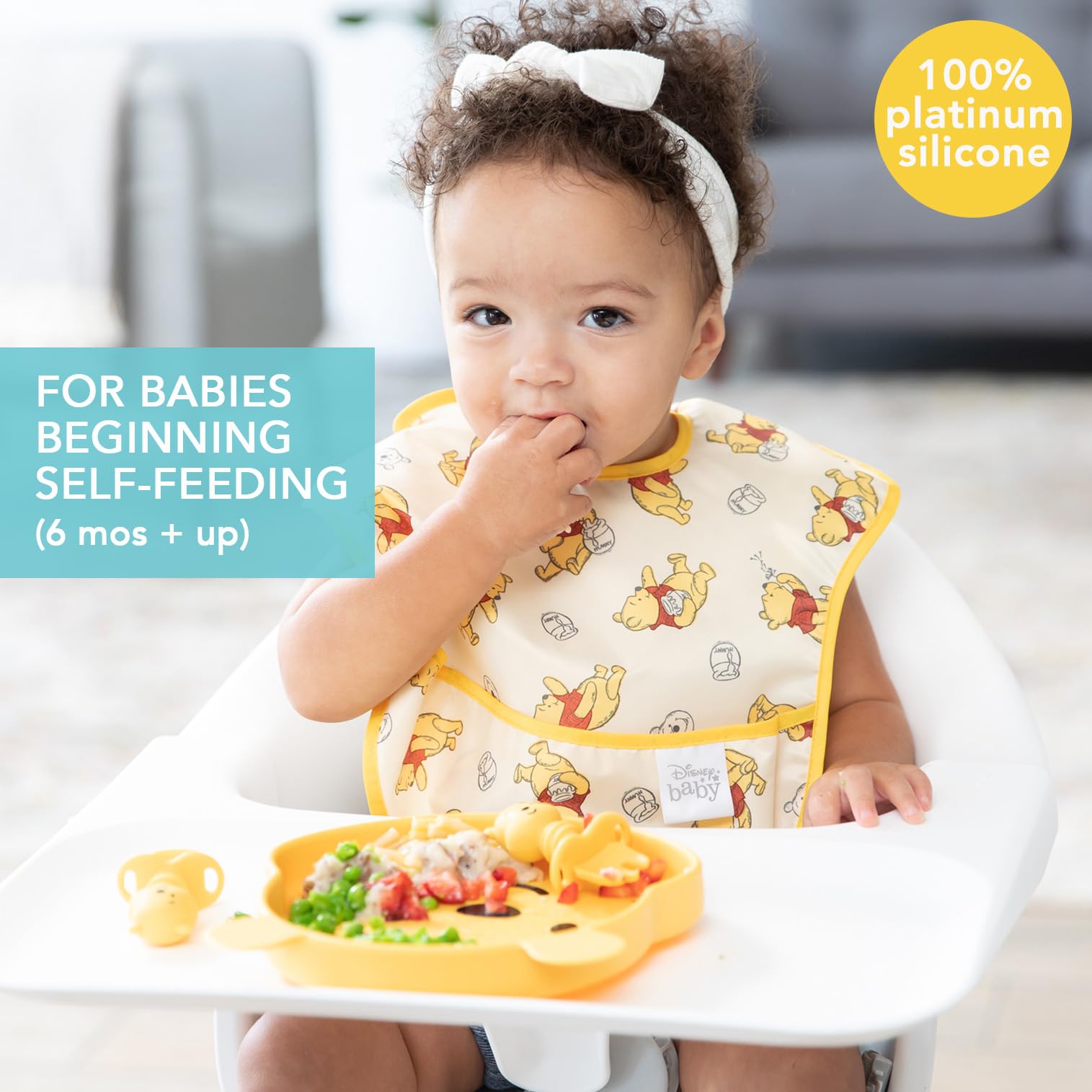 Bumkins Winnie the Pooh silicone chewtensils safe for teething and easy grip.