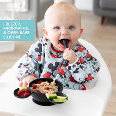 Bumkins Mickey Mouse bowl oven-safe up to 400°F for versatile mealtime use.