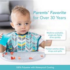 Soft, durable Bumkins bib is gentle on baby skin.