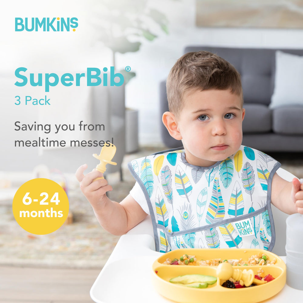 Bumkins waterproof fabric is lightweight and easy to wipe clean.