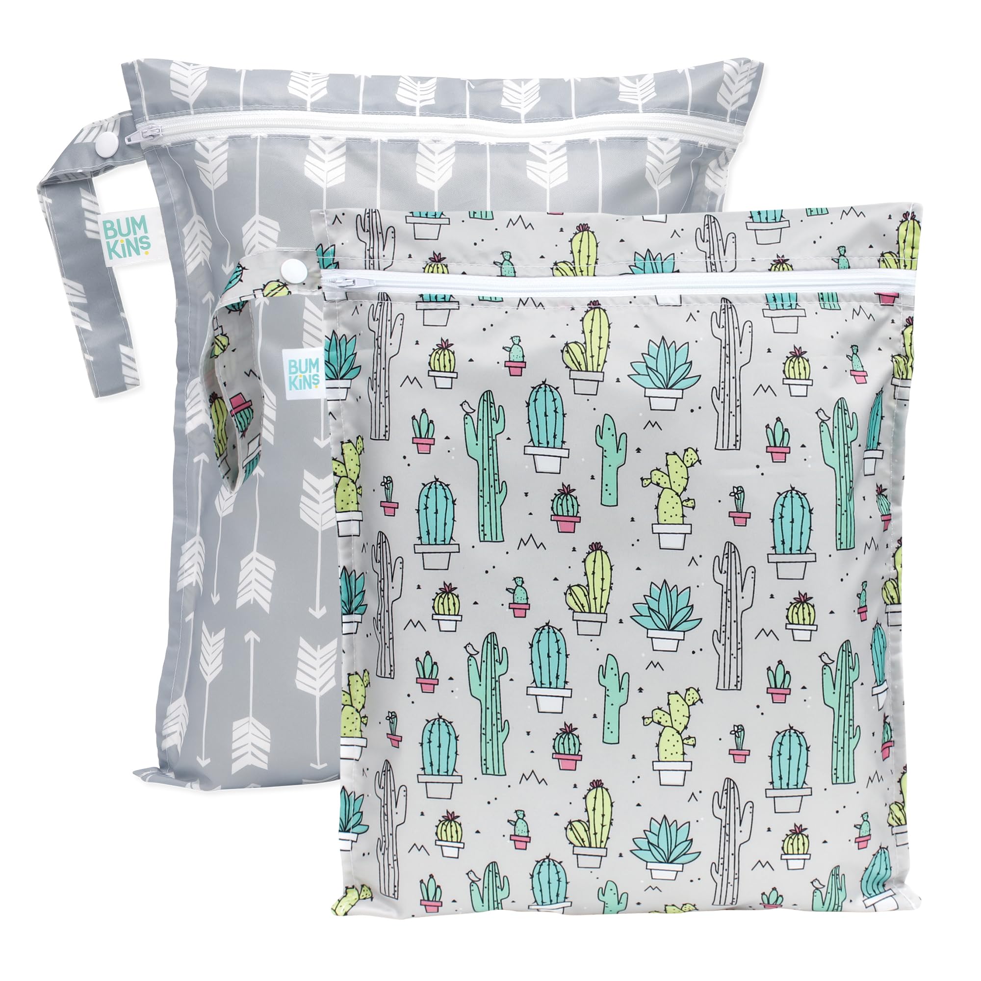 Bumkins wet bag cactus pattern front view for travel organization