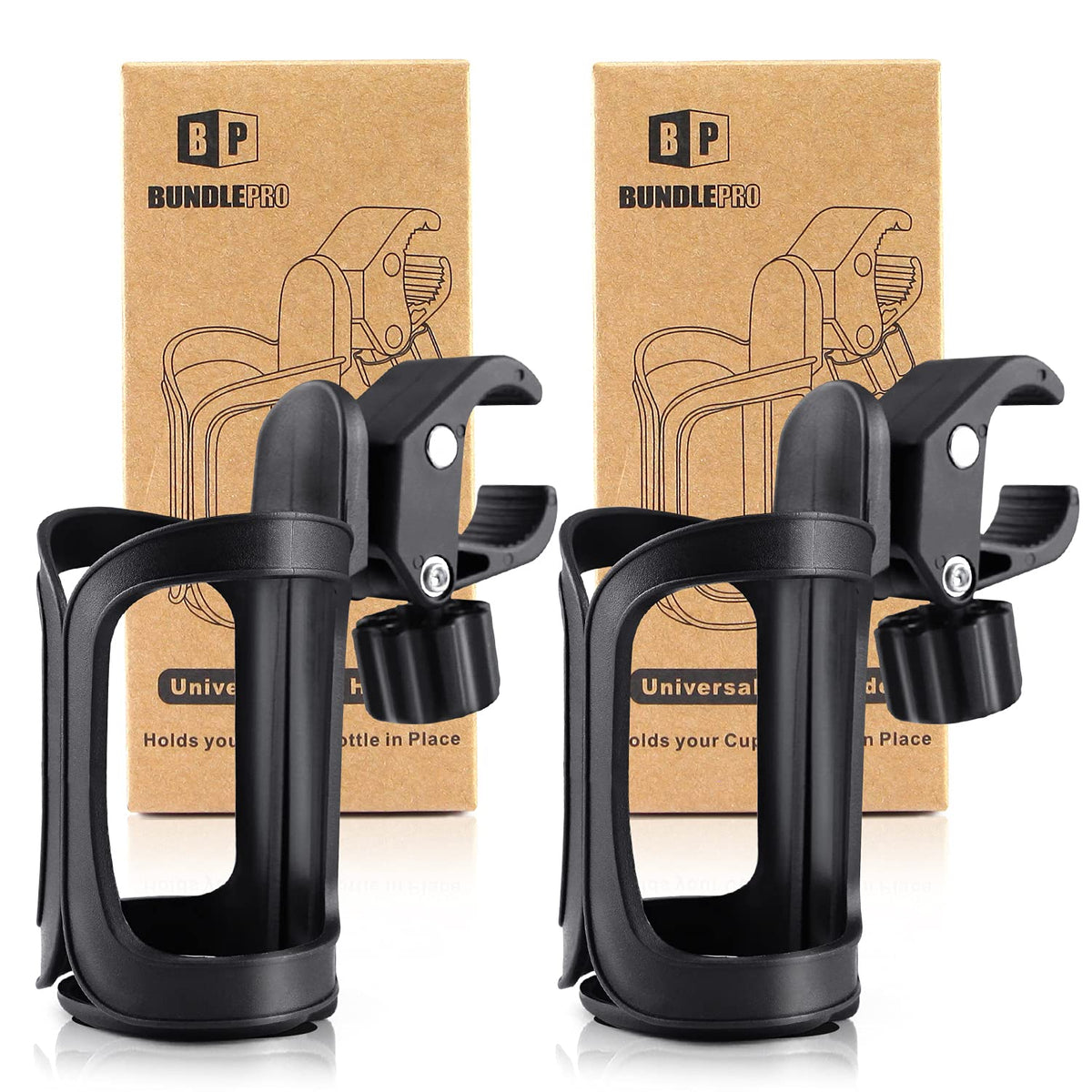 BundlePRO stroller cup holder front view with secure, spill-free access.