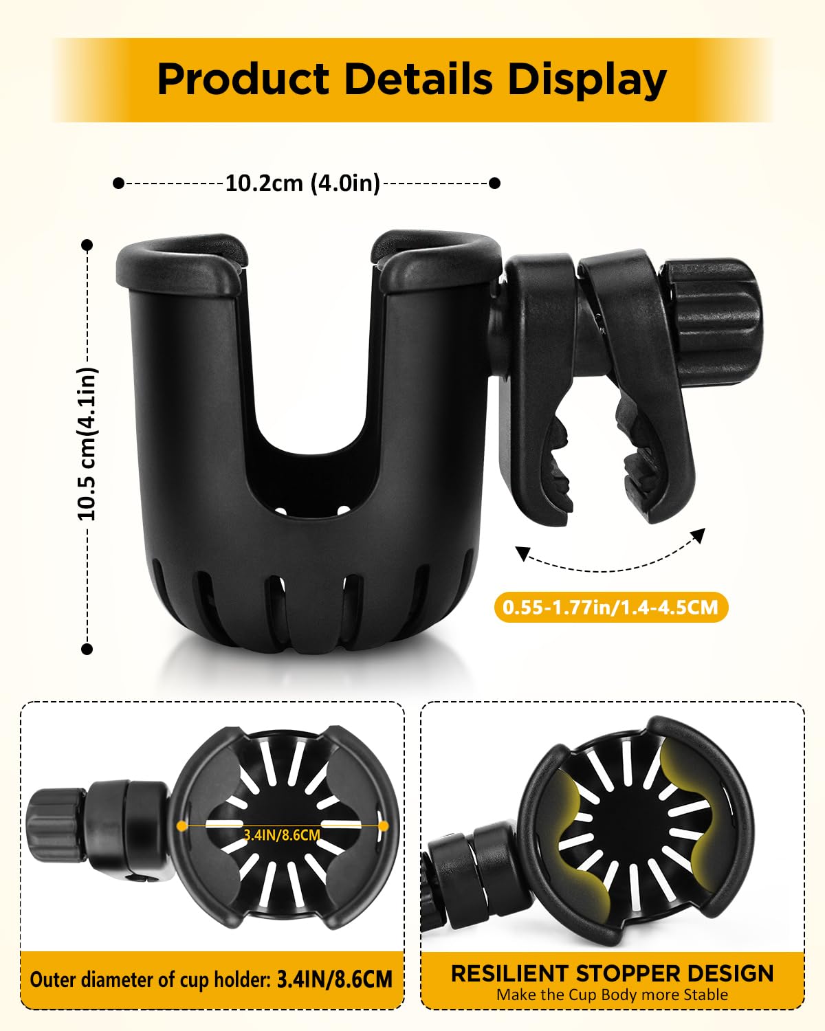 BundlePro universal cup holder mounted on bicycle handlebar for easy reach