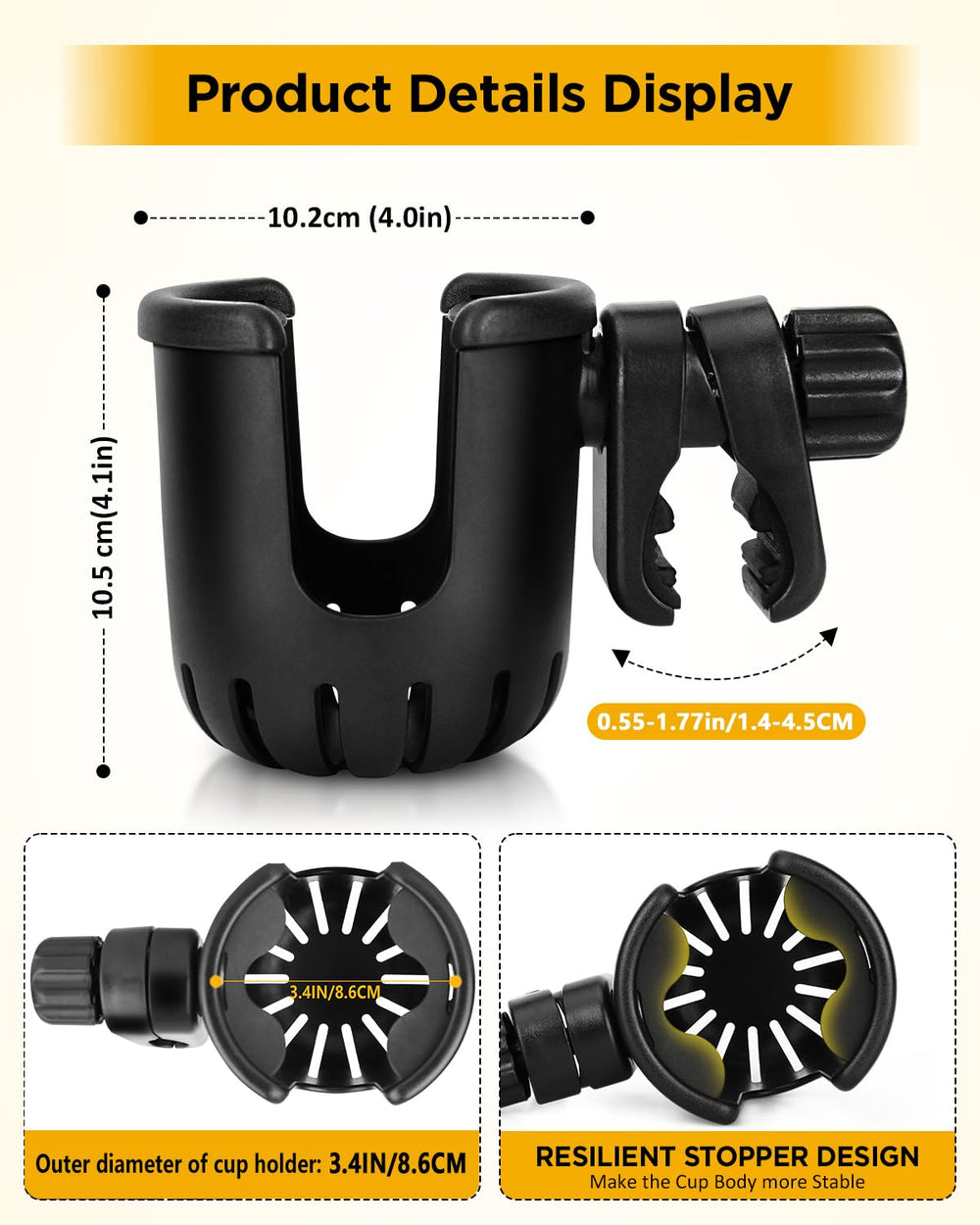 BundlePro universal cup holder mounted on bicycle handlebar for easy reach