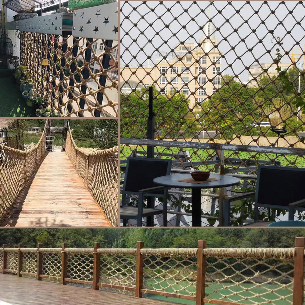 Bunifa rope net in courtyard play area, sturdy and easy to install.