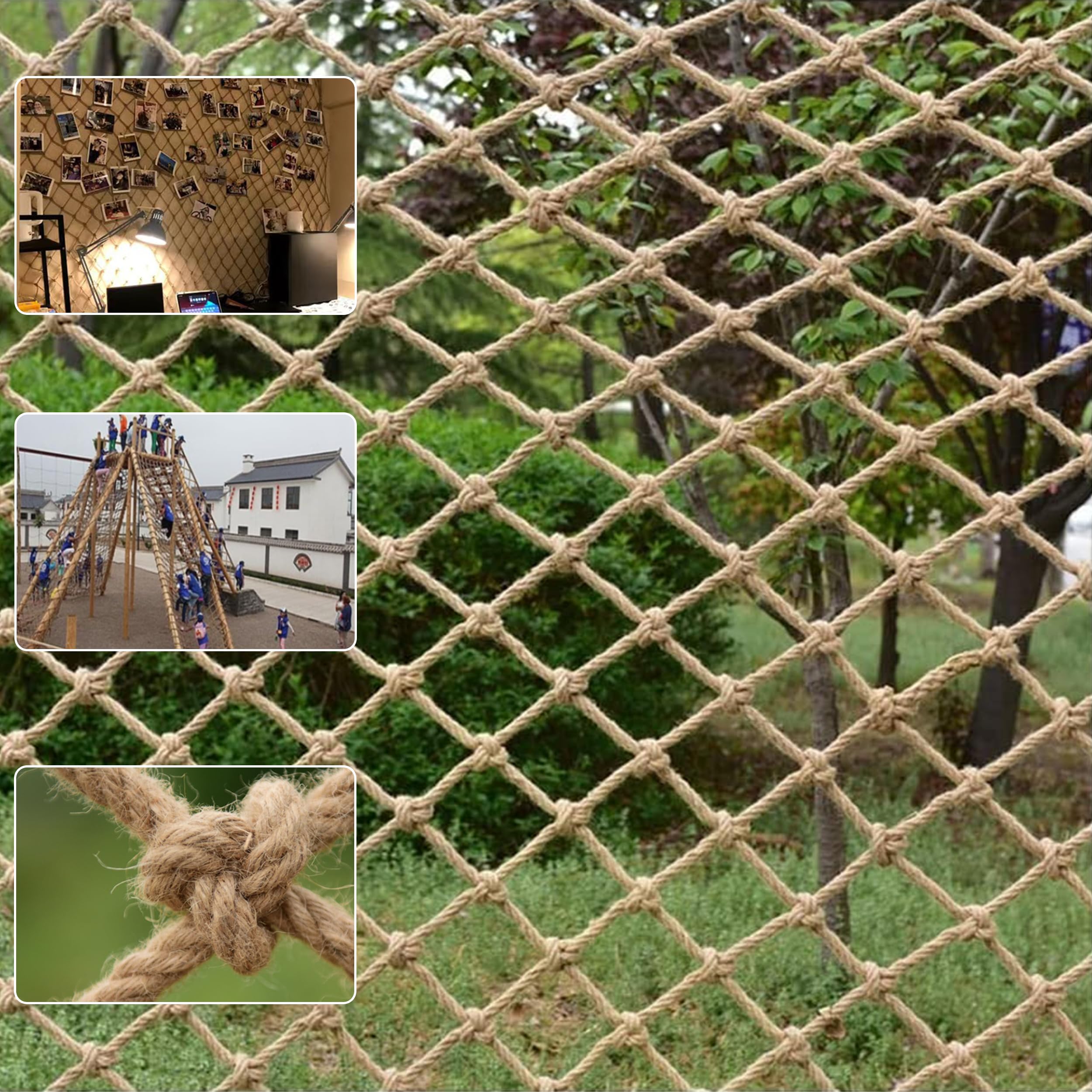 Bunifa Safety Hemp Rope Net for kids climbing with durable 10mm rope.