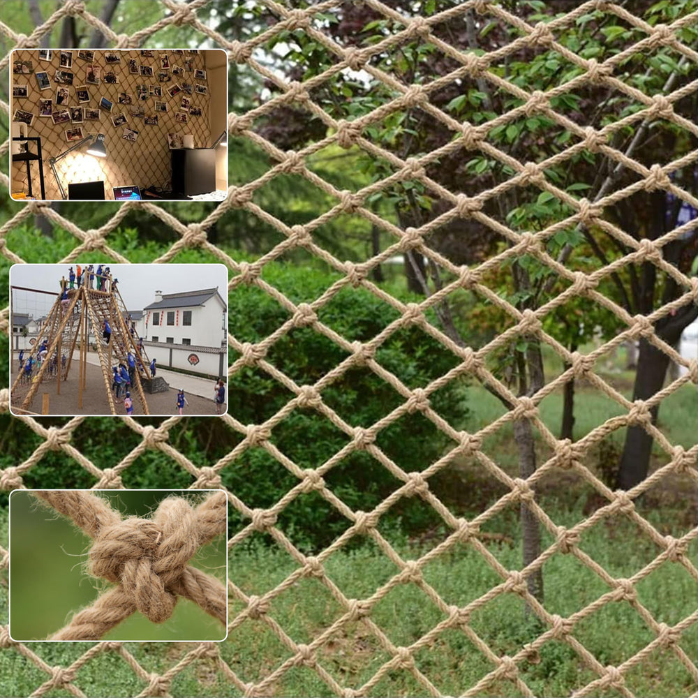 Bunifa Safety Hemp Rope Net for kids climbing in a bright play area.