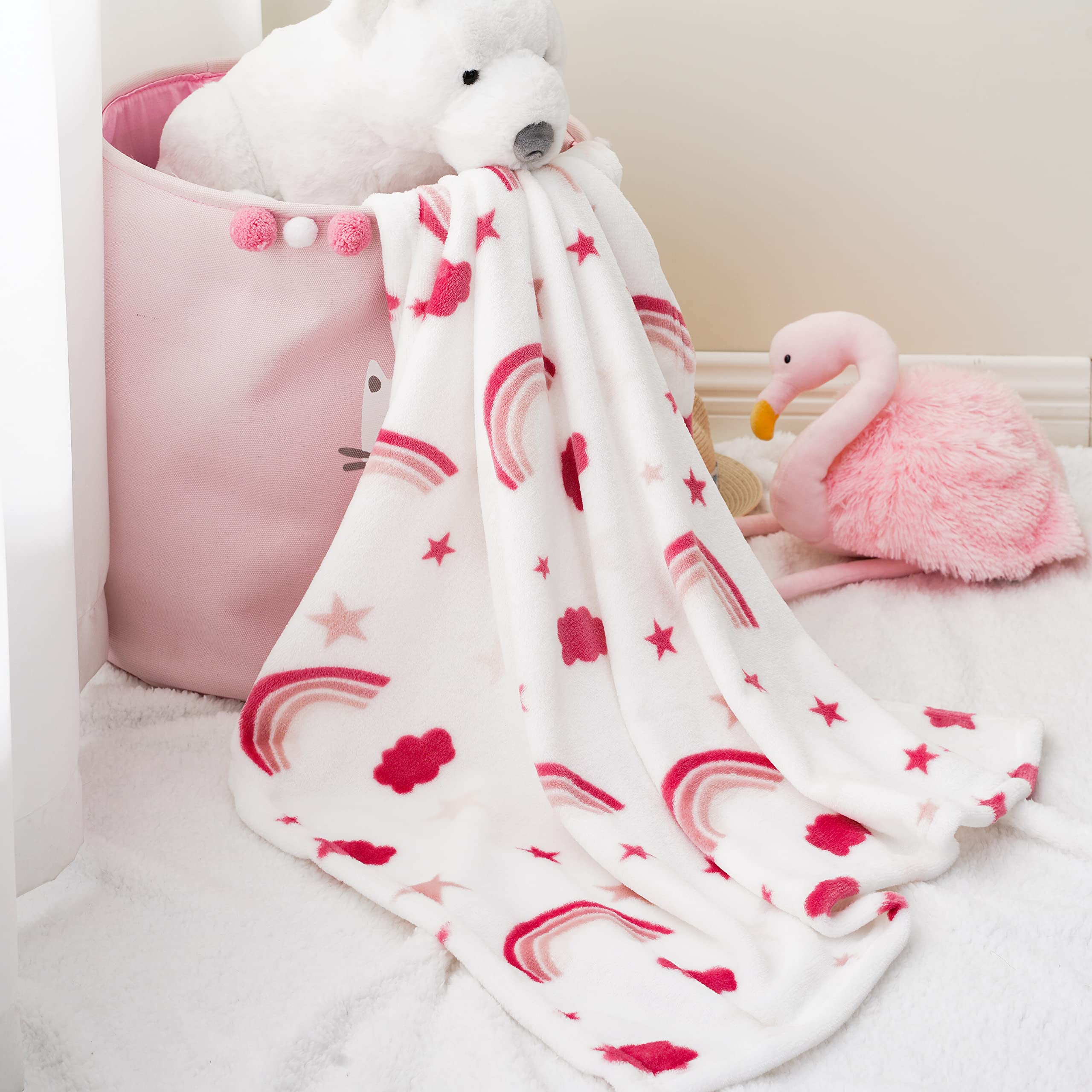 Bunnikins & Clover lightweight plush flannel blanket offers soft warmth for naps