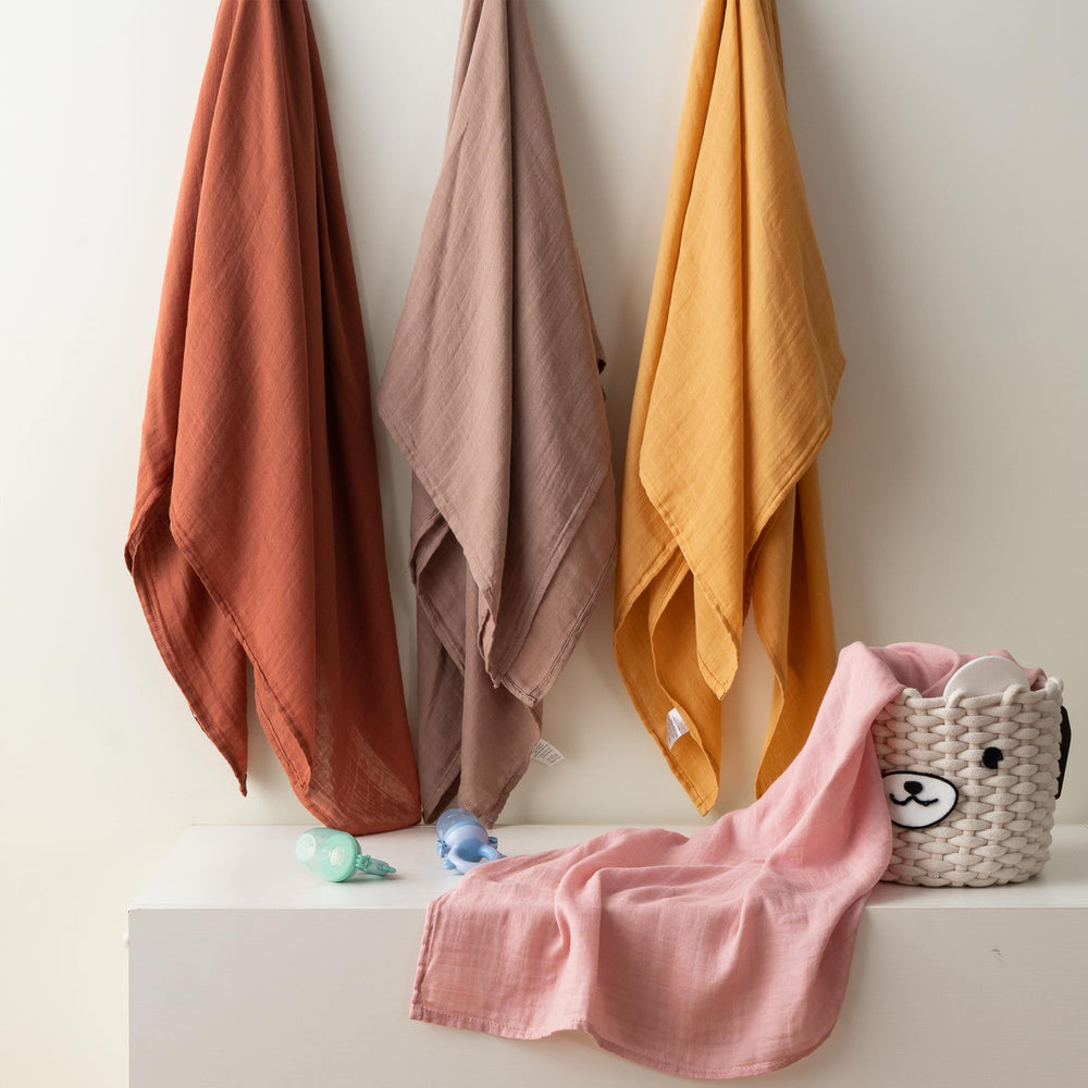 Bunnikins & Clover muslin swaddle blanket close-up of soft breathable fabric
