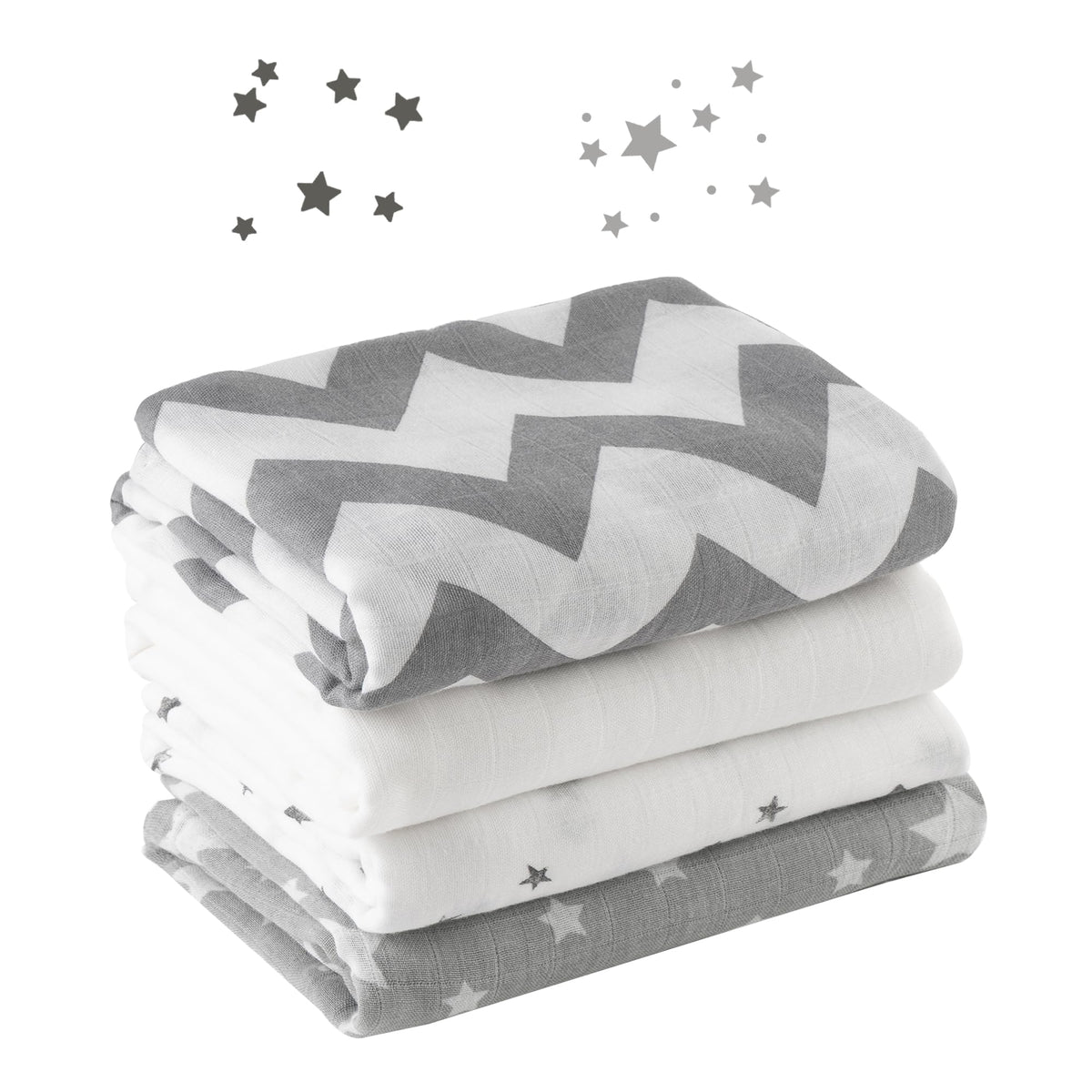 Bunnikins and Clover muslin swaddle blanket fully wrapped for newborn comfort