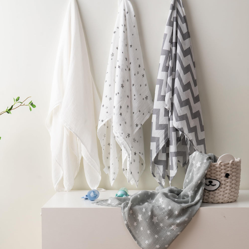 Bunnikins and Clover swaddle blanket soft texture for gentle baby cuddle