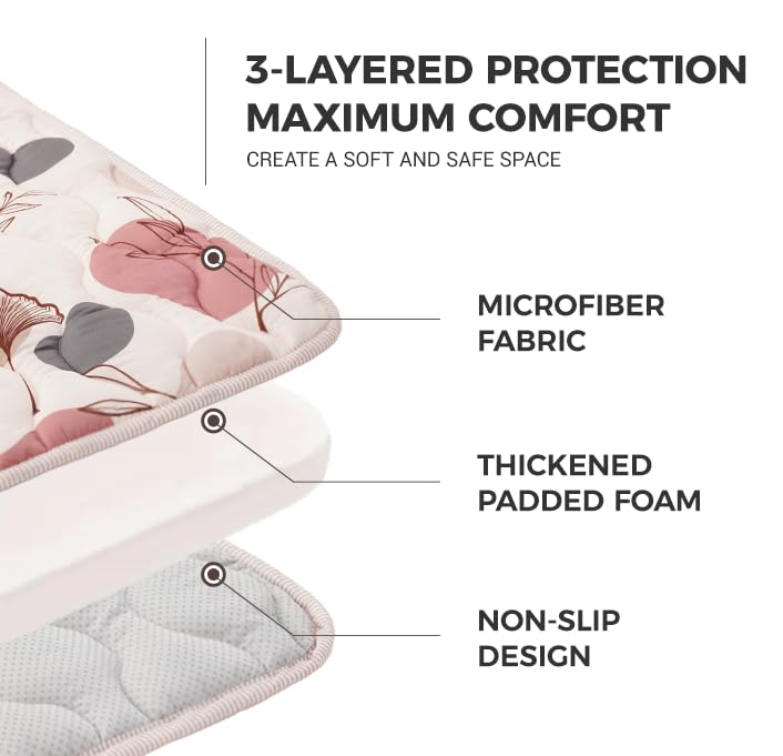 Bunnikins & Clover mat shown in tummy time setup for head and chest support