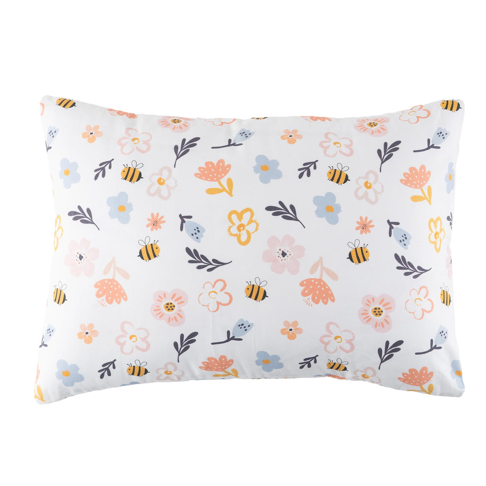 Bunnikins & Clover toddler pillow front view; cozy 13x18 size for naps.